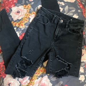 American Eagle Distressed Black Next Level Stretch Skinny Jeans